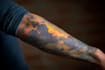create sleeve tattoo design in geometric style