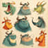 draw cartoon for character, monster, dragon