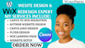 design author website, canva website, canva logo, flyer, canva to wix migration