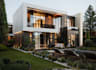improve 3d modern villa facade,house elevation design,8k render,garden landscape