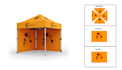 design canopy tent, table cloth, roll up banner and  flag