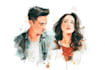 make watercolor super hero couple portrait