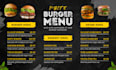 create elegant restaurant, bar, BBQ menu cards with premium branding