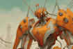 do anime style mecha robot illustrations