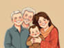 draw a vector art family portrait