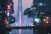 do cyberpunk scifi futuristic city