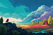 illustrate fantastic flat vector landscape illustration