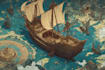 create a high quality fantasy map, vintage etc