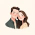 draw couple romantic potrait illustration for valentine gift