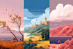 draw a flat vector landscape illustration