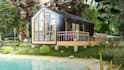 design a modern tiny home or container home with 3d renders