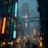 do cyberpunk scifi futuristic city