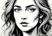 draw a portrait drawing in linocut illustration