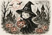 create halloween children book illustration for kids