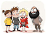 draw a cartoon characters in a funny sketch