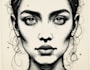 create a portrait print linocut style digital art