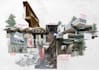 do architecture diagram, collage art or detailed 3d model