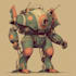 desing a unique mecha robot illustration