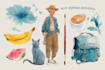 draw anything with watercolor illustration style