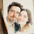 create a couple portrait watercolor painting