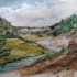 landscape sketch watercolor and ink