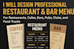 do design vintage or modern chalkboard menu boards for pubs, bars and cafés