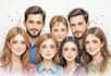 draw watercolor group portrait illustration