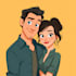 create cartoon disney couple portrait