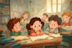 create cute children book illustrations with animals