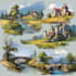 illustrate environments, landscapes, board game, concept art