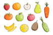 draw a simple illustration set of fruit, vegetable