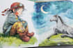 create watercolor children illustration