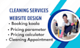 design cleaning website, booking koala website and pricing parameter set up