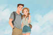 draw cartoon disney couple portrait