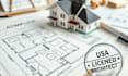 draw stamped home construction plans, USA licensed architect, duplex design