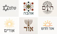 design a unique hebrew style logo with creative shapes and typography