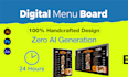 design animated digital menu board and tv screen menu
