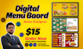 design modern digital menu board or animated digital menu