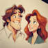 drawing a cartoon disney couple portrait