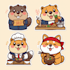 design cute animals emoticon, stickers, character, chibi