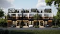 renovate 3d townhouse,estate buildings, landscape, exterior,basement park render