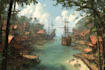 draw fantasy worlds illustration, environment concept art