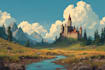 draw original watercolor landscape or architecture art