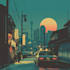create retro japanese city pop 80s illustration