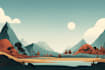 draw a flat design landscape background illustration