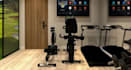 renovation contemporary golf room, green meadows,sports arena render, golf field
