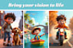 create pixar style cartoon character, mascot, ai art using midjourney ai
