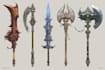 design unique fantasy, dnd, game weapons illustrations