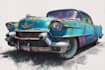 draw vintage or vector car portrait painting