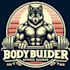 design high quality wolf body builder mascot logo with t shirt design